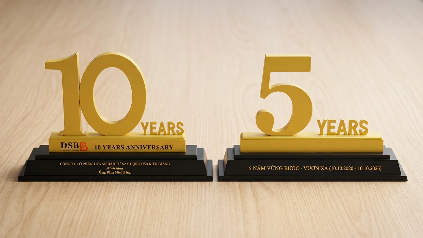 Cúp số 5 year, 10 year