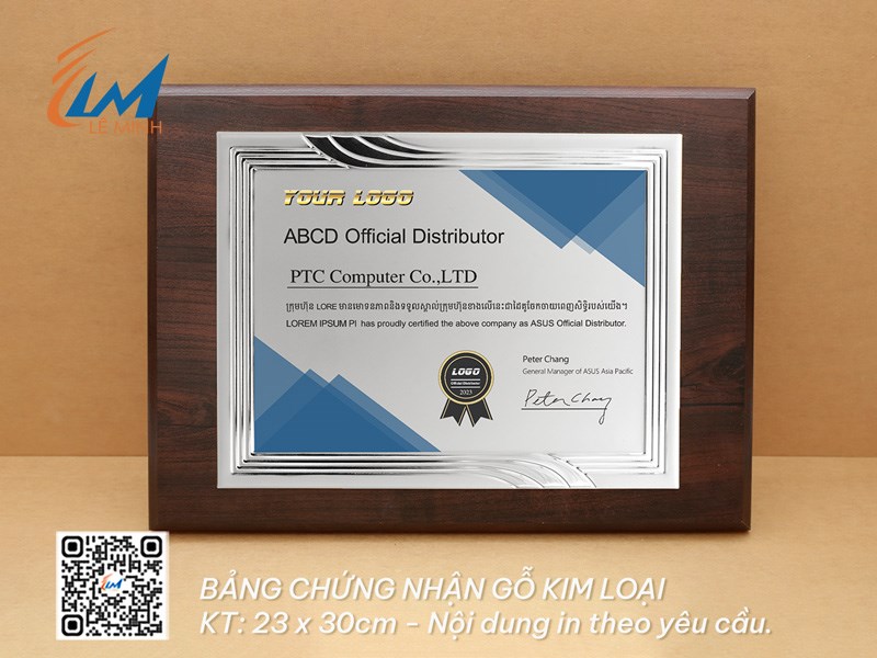 BẢNG CHỨNG NHẬN CAO CẤP
