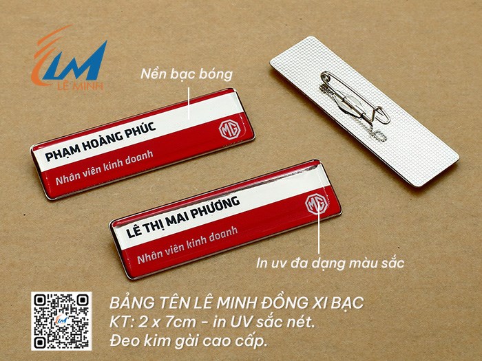 LÀM BẢNG TÊN ĐEO ÁO BẰNG ĐỒNG XI IN UV