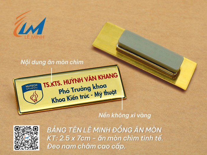 LÀM BẢNG TÊN ĐEO ÁO BẰNG ĐỒNG ĂN MÒN