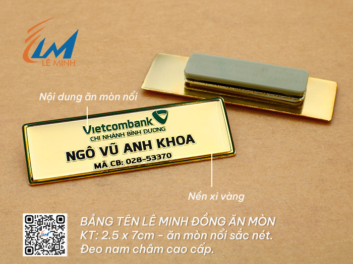 LÀM BẢNG TÊN ĐEO ÁO BẰNG ĐỒNG ĂN MÒN