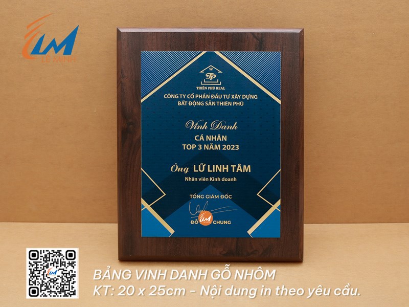 BẢNG VINH DANH 20CM x 25CM