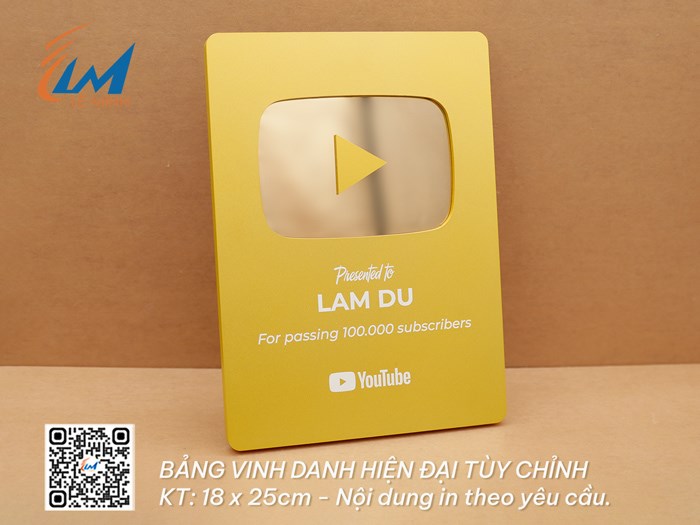 BẢNG VINH DANH NÚT YOUTUBE TÙY CHỈNH