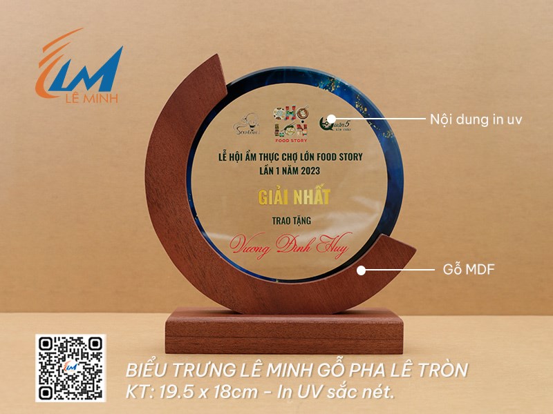 BIỂU TRƯNG GỖ PHA LÊ TRÒN 