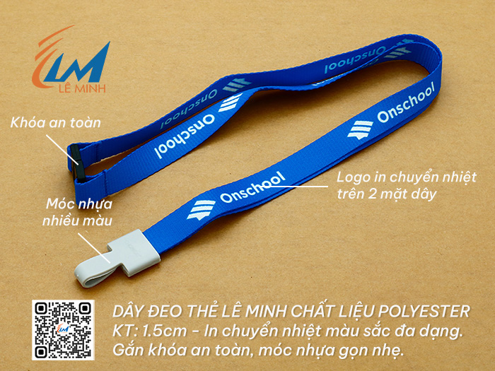 Dây đeo thẻ polyester bền chắc